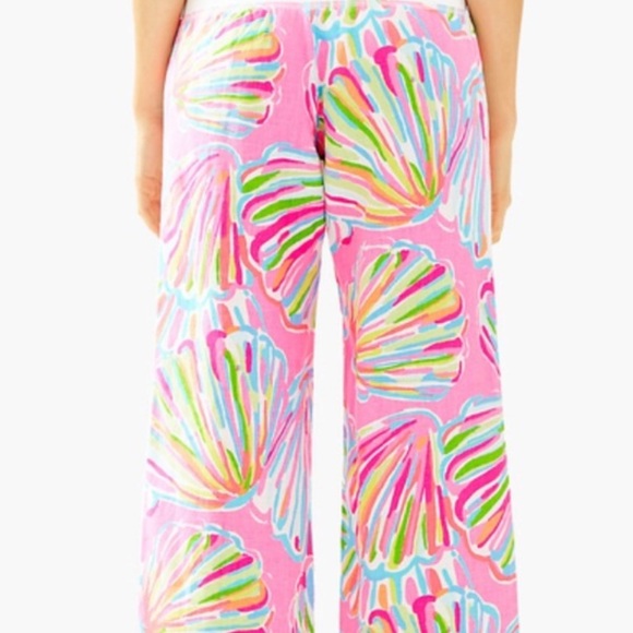 Lilly Pulitzer The Beach Pant Pink Pout Shellabrate Linen Pant - Picture 3 of 11
